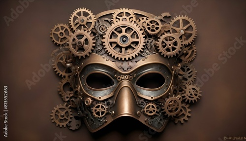A steampunk mask with gears cogs and mechanical upscaled 14