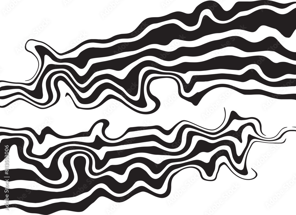 Line art optical .Wave design black and white. Digital image with a psychedelic stripes. Argent base for website, print, basis for banners, wallpapers, business cards, brochure, banner Line art optical .Wave design black and white. Digital image with a psychedelic stripes. Argent base for website, print, basis for banners, wallpapers, business cards, brochure, banner
