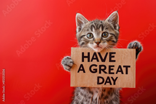 Playful Cute Kitten Holding 