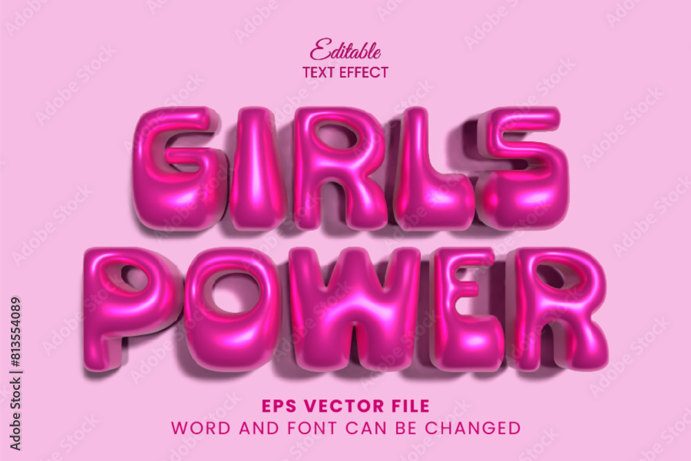 Girls power inflated 3d editable vector text effect