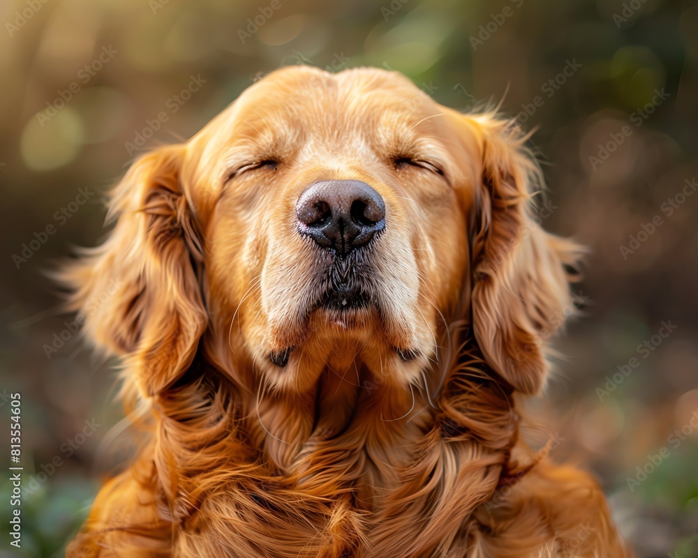 A Golden Retriever with a peaceful expression meditating, perfect for wellness or mental health promotion