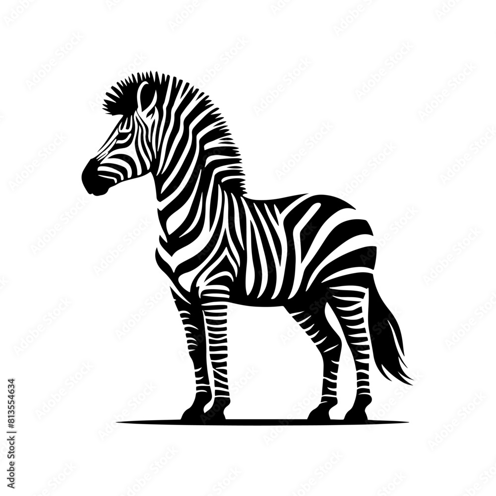 Obraz premium Zebra Silhouette Vector - Perfect for Wildlife Designs and Nature Enthusiasts Alike- Minimalist Zebra Illustration.
