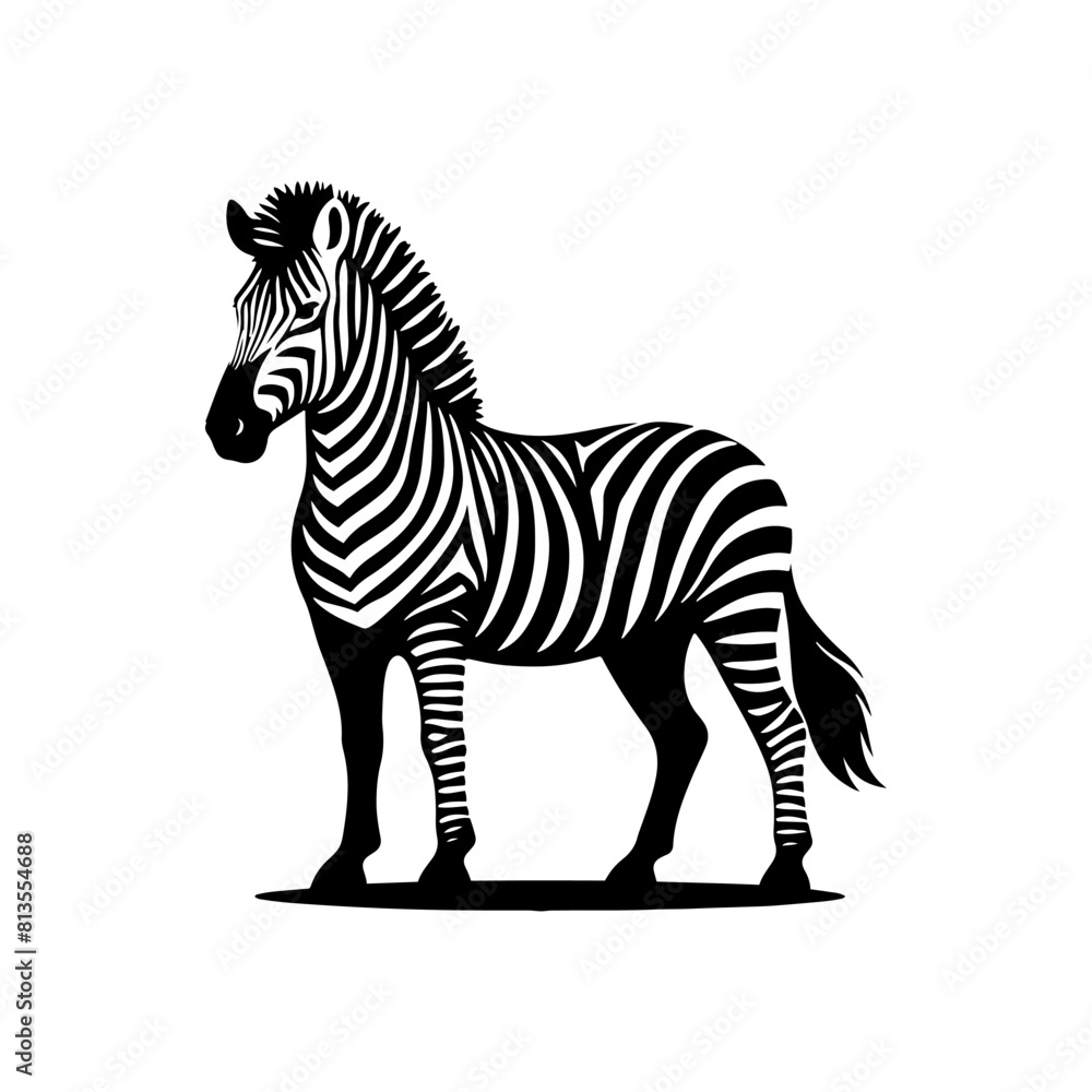 Obraz premium Zebra Silhouette Vector - Perfect for Wildlife Designs and Nature Enthusiasts Alike- Minimalist Zebra Illustration.