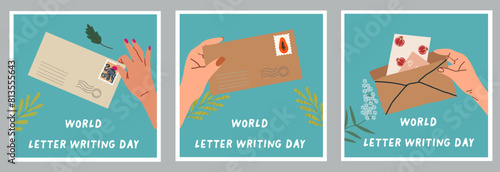 Vector illustration for letter writing day in September 1. World Letter Writing Day is a day that people from all around the world will pick up a pen or pencil write a letter. Poster, banner, card.