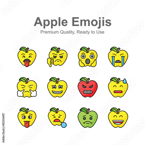 Set of emoji icons, cute expressions vector design