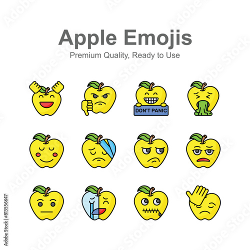 Cute emoji expressions, emoticons icons set