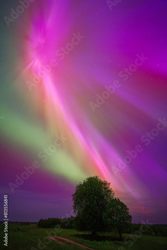 Aurora borealis is a natural light show in the sky resembling a rainbow