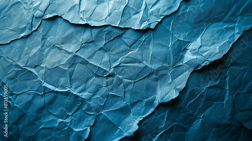 Wallpaper Mural Background of blue empty wrinkled paper, Backdrop texture with copy space and rough rumple surface, blue creased paper background texture, wrinkled paper, used as background texture Torontodigital.ca