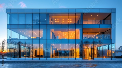 Contemporary Minimalist Architecture with White Curtain Wall