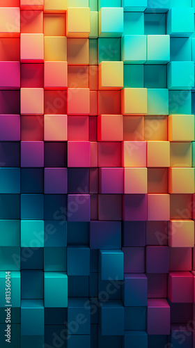 Abstract colorful 3D squares
