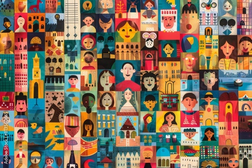 Illustrate the diversity of cultures worldwide with a mosaic of colorful travel experiences