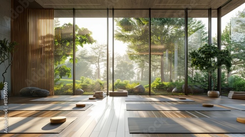 Serene Wellness Center Interior with Panoramic Nature View