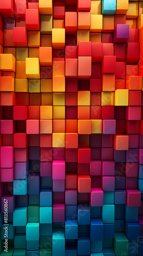 Abstract colorful 3D squares
