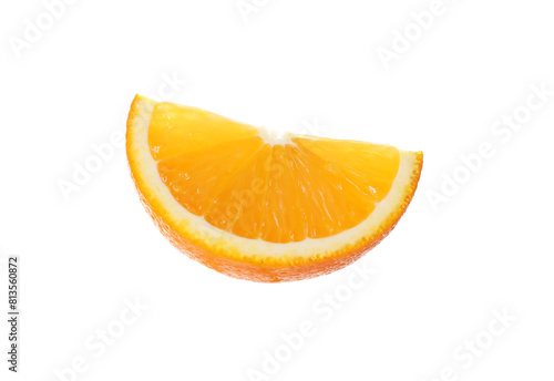 Slice of fresh ripe orange isolated on white