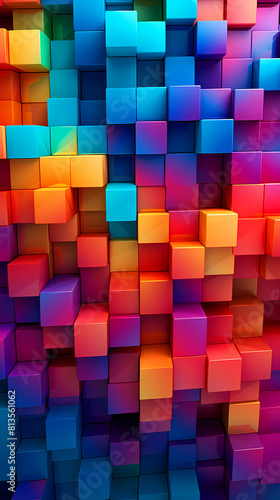 Abstract colorful 3D squares