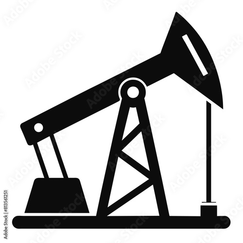 Oil pump jack black icon isolated on white background