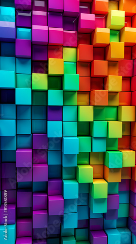 Abstract colorful 3D squares