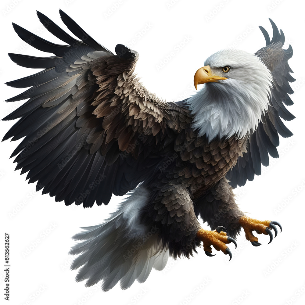 Obraz premium a stunning bald eagle, transparent background, animal set
