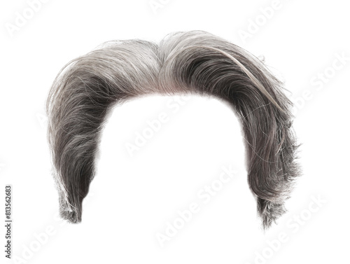 Stylish male hairstyle with gray hair isolated on white