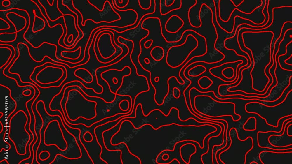 Black red topographic motion graphic topograhpy seamless wave video background 