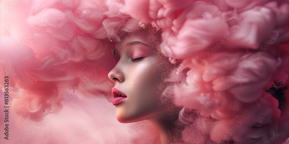 This image depicts pink and red ink clouds mixing in water, creating an airy, soft, and tranquil abstract visual This image depicts pink and red ink clouds mixing in water, creating an airy, soft, and tranquil abstract visual