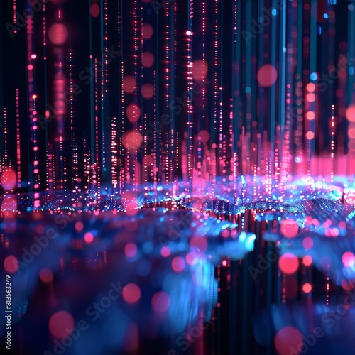Futuristic Data Network with Neon Fiber Optics