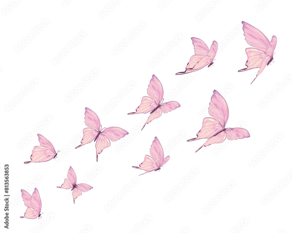 Fototapeta premium ink butterfly flock hand drawn design vector