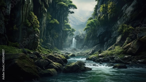 waterfall in jungle photo