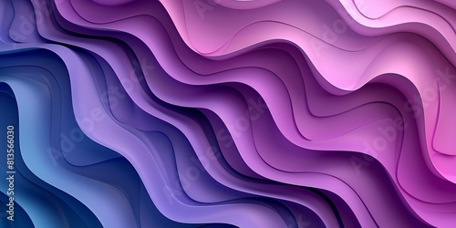 Purple and Blue 3D Undulating Geometry. Modern Background with Elegant Surfaces. photo