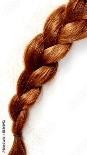 Single braid of hair isolated on a white background
