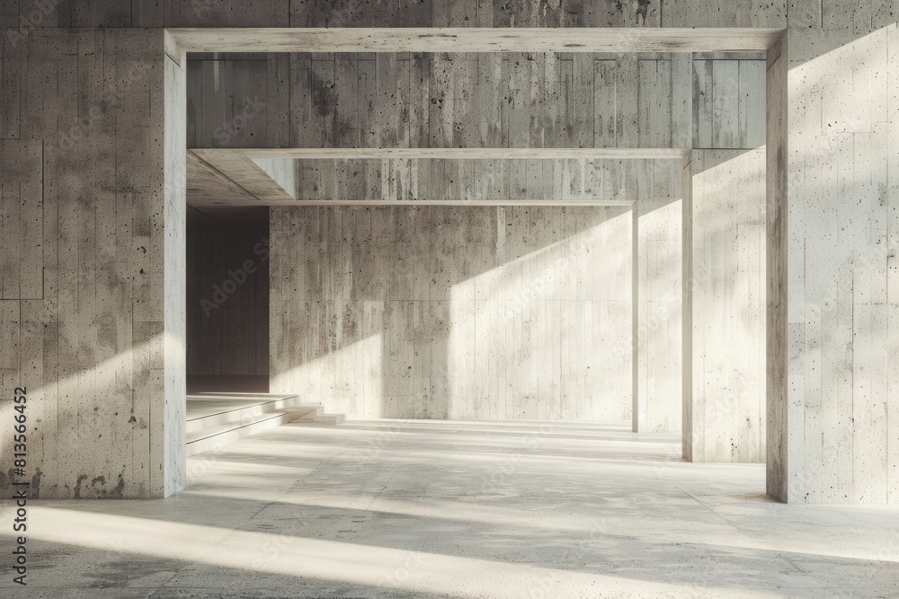 Obraz premium Abstract architecture background, empty concrete interior with light from window