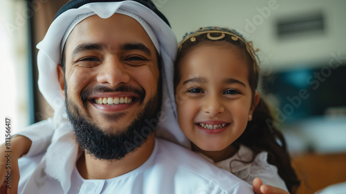 Arabic father with daughter together. Middle Eastern family concept © Nordic Studio