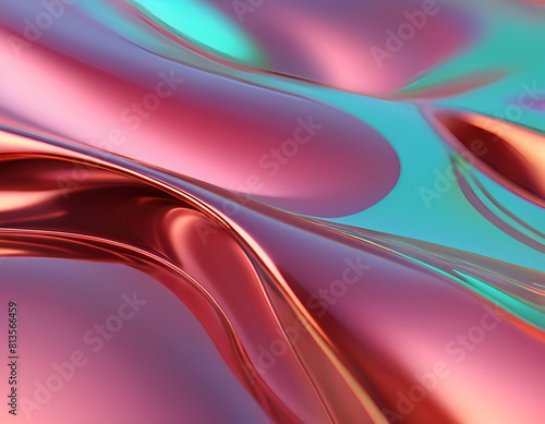 Colorful Organic Flowing Background with Shiny Surface Illusionism