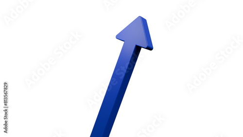3D Arrow Pointing Upwards on White Background - Symbolizing Market Growth
