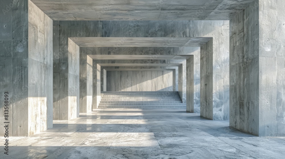 Fototapeta premium Abstract architecture background, empty concrete interior with light from window