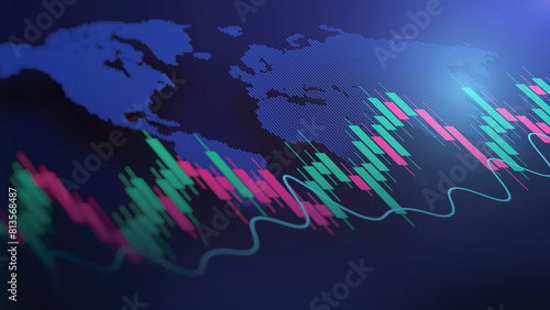 Global Market Rise Depicted on Dotted World Map Background