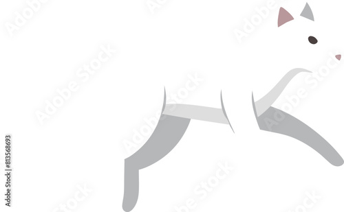 Illustration of a cat running in the air with a white background