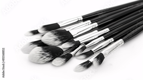 a group of black and white brushes