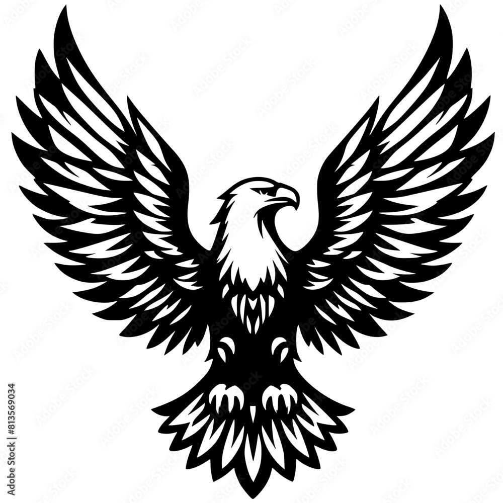 Fototapeta premium Silhouette of an eagle flapping its wings