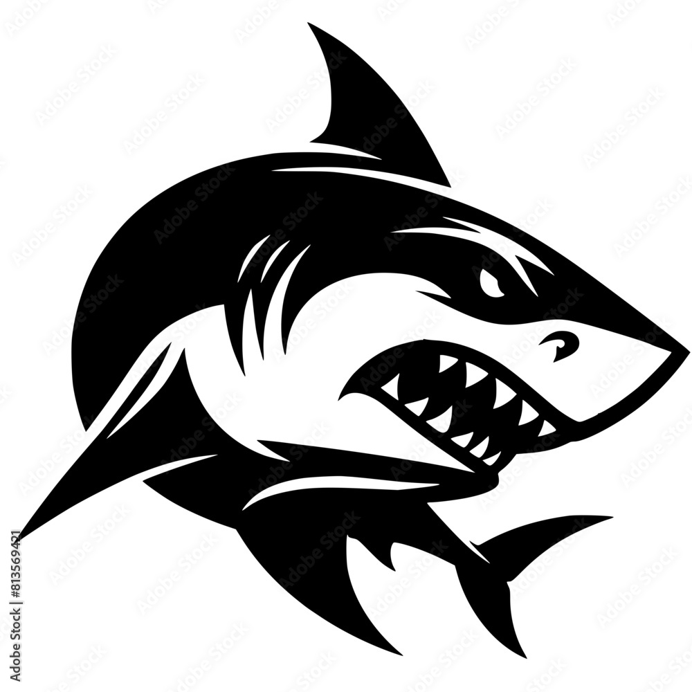 Fototapeta premium Silhouette of an angry shark