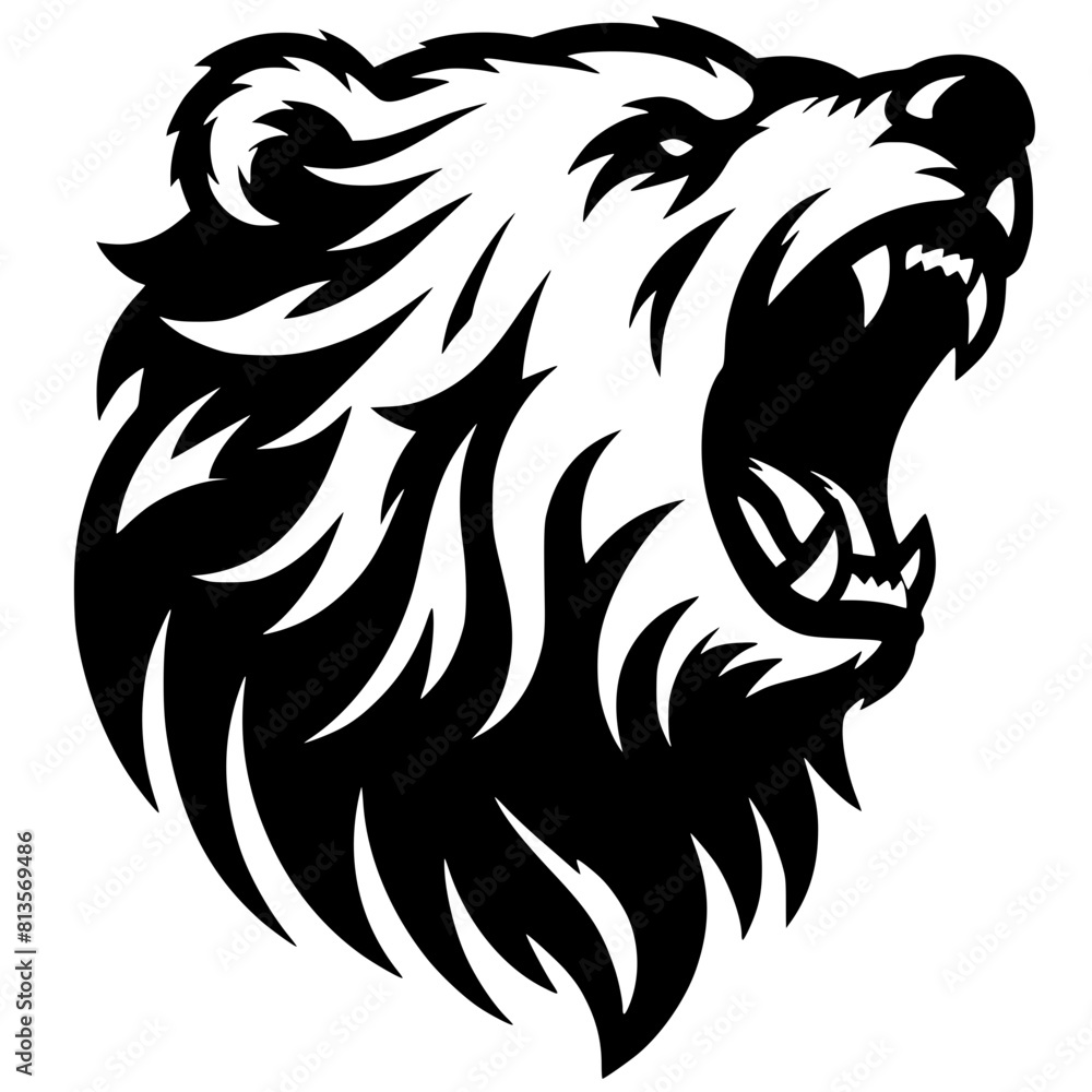 Fototapeta premium Silhouette of a ferocious bear head