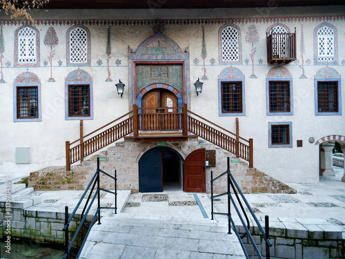 View of the entrance of a Mosque. Decorated facade of the mosque in Travnik, Bosnia and Herzegovina. photo