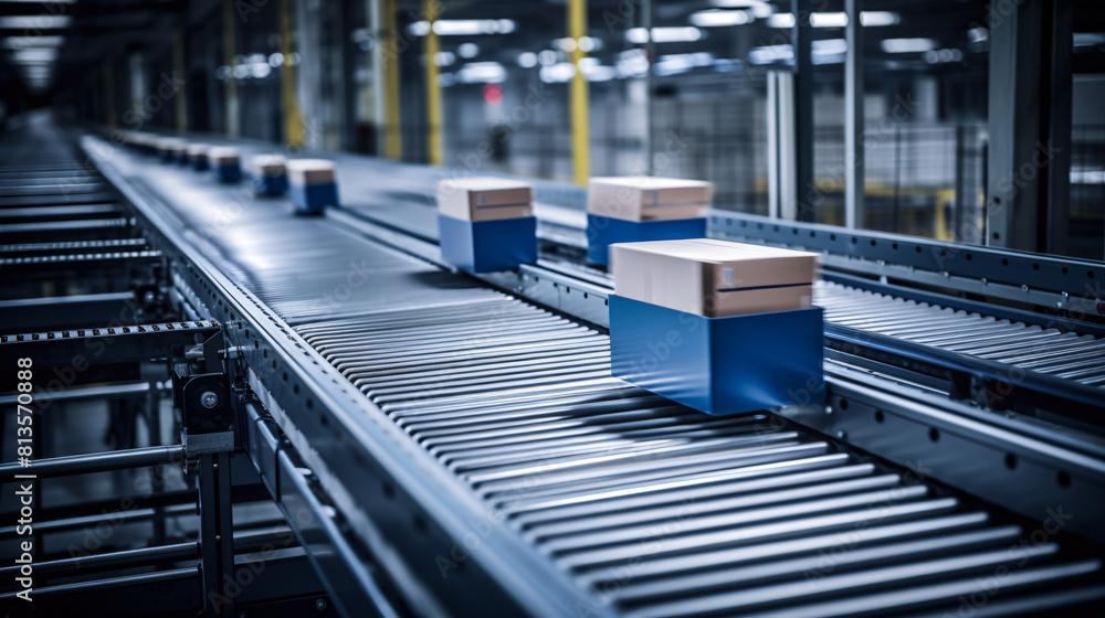 boxes on a conveyor belt boxes on a conveyor belt