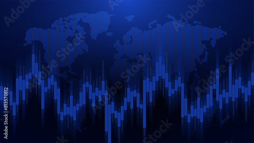 Global Finance Abstract Background with Market Graph and Dot World Map