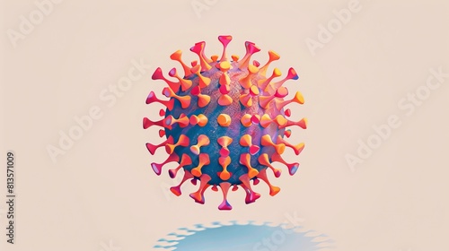 Accurate viral capsid flat design front view protein coat theme cartoon drawing Analogous Color Scheme photo