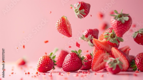 Strawberry falls down from above in the advertisement image.