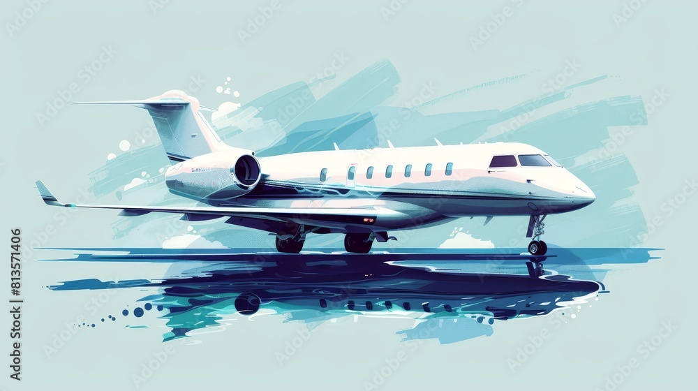 Charter flight flat design side view tailored travel theme water color Tetradic color scheme