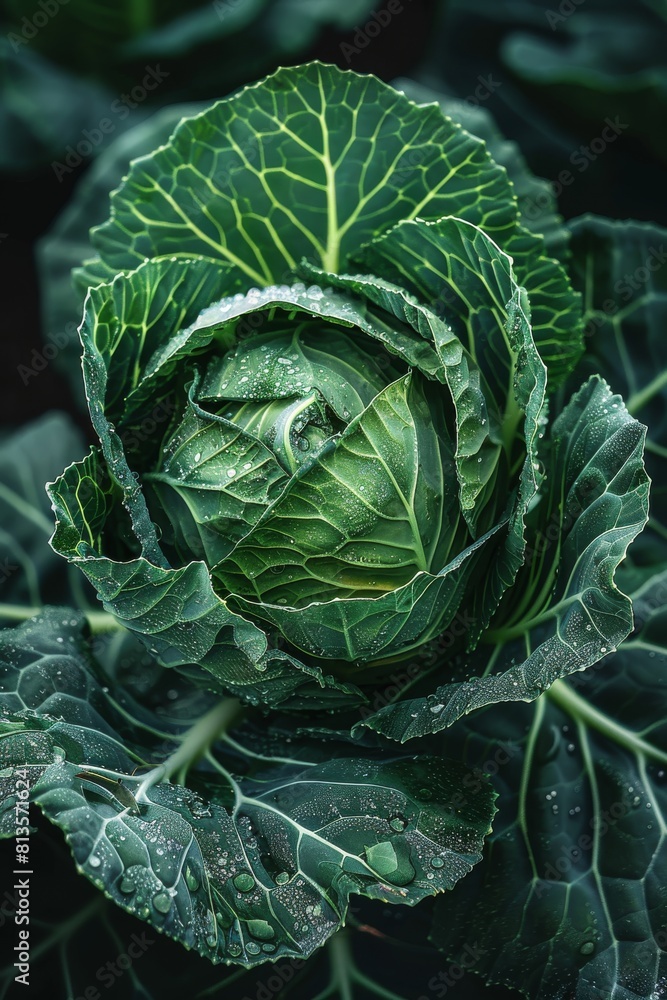 Cabbage head plant. Generative AI. Cabbage head plant. Generative AI.