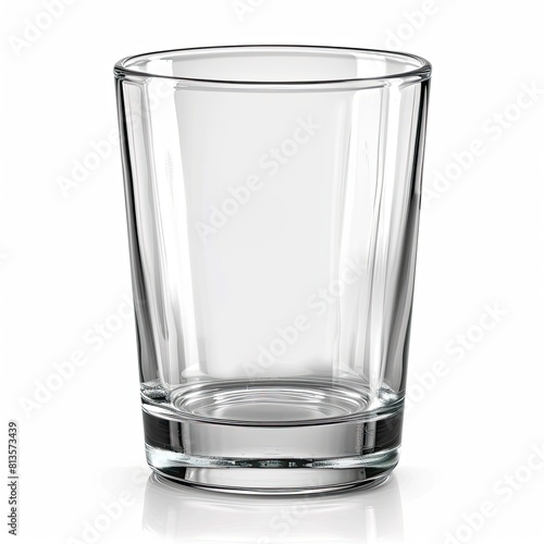 Glass transparent empty glass closeup isolated on white background. Containers for drinks, tableware for bar, kitchen, catering establishments