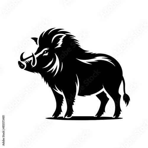 Wild Rush: Vector Wild Boar Silhouette Capturing the Spirit of Untamed Ferocity- Wild Boar Illustration- Minimalist Wild Boar Vector.